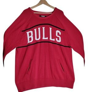 Unk Chicago Bulls Sweater Men Red Crew Neck Pullover Basketball 2XL Cotton Blend